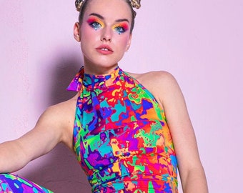 Rainbow Jumpsuit, Rainbow Catsuit, Spandex Bodysuit, Plus Size Bodysuit for Women, Full Bodysuit, Clubwear Bodysuits, Female Bodysuit