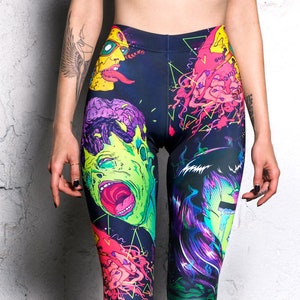 Leggings de festival, leggings rave, leggings psicodélicos, leggings estampados, leggings para mujer, ropa de festival, atuendo rave