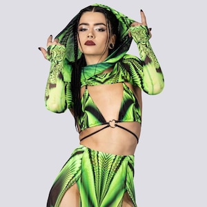 Top verde a due pezzi – Top da rave per donna