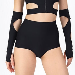 Black Booty Shorts, high-rise rave booty shorts, sexy festival shorts, pole dance wear, festival clothing, rave bottoms, black rave outfit
