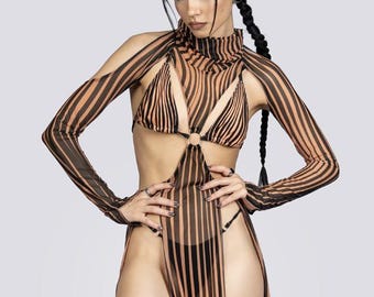 Dune Cut Out Maxi Mesh Dress - Sheer Rave Outfit for Women