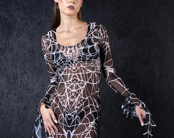 Hand Knitted Spiderweb Backless Dress  Whimsigoth Witch Mini Dress - Etsy