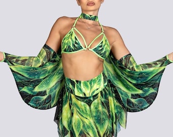 Forest Fairy Handkerchief Mini Skirt - Green Festival Set