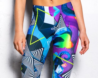 Festival Leggings, rave leggings, rave wear, festival clothing, high waisted leggings, plus size leggings for women, rave 2 piece set