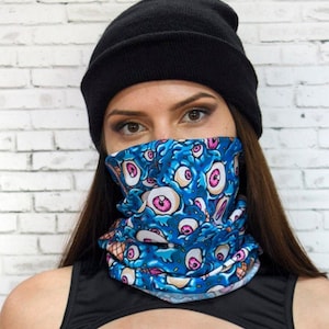 Ice Cream Neck Gaiter, tube scarf women, eyes neck gaiter, face cover neck gaiter, cooling neck gaiter, funny running neck gaiter