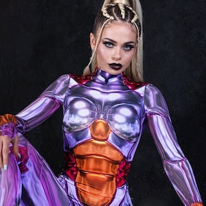 Rosa Roboter Kostüm, Halloween-Kostüm für Erwachsene, Paar Cyborg Kostüm für Erwachsene, Cosplay Kostüm, Roboter Bodysuit, Anime Kostüme, UV-reaktiv