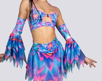 Blue Lotus Handkerchief Mini Skirt - Fairy Costume for Halloween & Rave