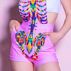 Skeleton Shortalls Pink Women Jumpsuit Pride Outfits Short