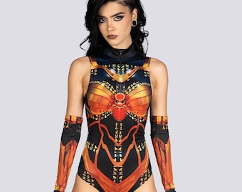 Egyptian Sleeveless Bodysuit - Halloween Costume in Black and Gold