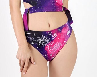 Witchy Booty Shorts, gothic rave bottoms, pole dance wear, co-ord set, festival wear, occult high waisted women shorts, goth outfit
