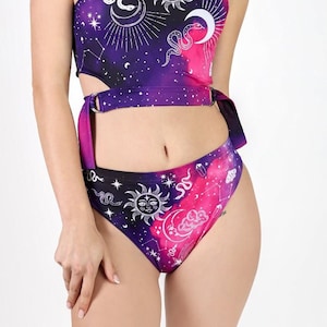 Witchy Booty Shorts, gothic rave bottoms, pole dance wear, co-ord set, festival wear, occult high waisted women shorts, goth outfit