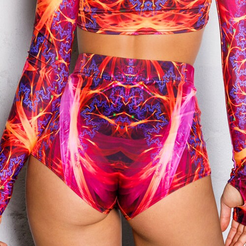 Roma Rave Festival Shimmer Multi-Colored High Waisted Shorts main image 1