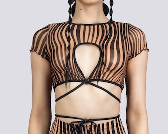Dune Mesh Strappy Crop Top - Rave Clothing for Women