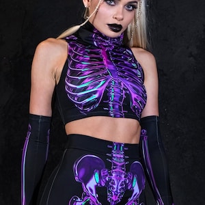 Skeleton Costume, two piece Halloween costume, adult Skeleton costume, women Halloween costume, pastel goth outfit, gothic clothing