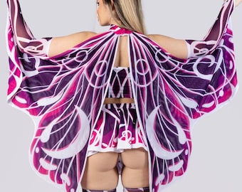 Alas de mariposa moradas, accesorios para fiestas, alas de hada para adultos, alas de cosplay, conjunto a juego, atuendos para fiestas de hadas, ropa de mariposa, capa de mariposa