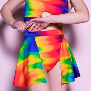 Backside Shorts Skirt, Rainbow Skirt, Pride Shorts for Women, Rainbow Booty Shorts, High Waisted Colorful Cheeky Shorts, Pride Outfits, LGBT