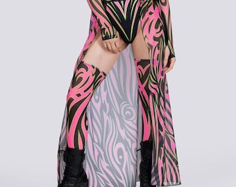 Gonna lunga trasparente Tribal Empress - Gonna rosa da festival