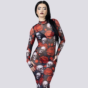 sheer skeleton dress Sheer Halloween Dress for Women, See Trough Halloween Dress for Women, Womens Mesh Halloween Short Dress, Skeleton Halloween Dress for Women
