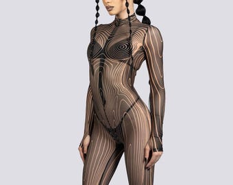 Line Pattern Mesh Costume - Burning Man Costumes