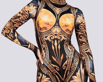 Greek Warrior Halloween Costume in Black & Gold