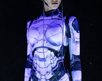 Sci Fi Warrior Costume, Halloween Costume Womens, Robot Cosplay Costume, Sexy Cosplay Bodysuit, Cyberpunk Outfit, Cyborg Costume for Adult