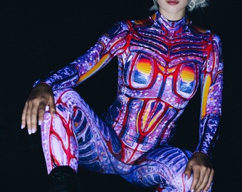 Kostium na Halloween w stylu cyberpunk, kostium na Halloween w stylu science fiction, odzież cyberpunk, kostium robota na Halloween, seksowny kostium na Halloween, kostium cyborga