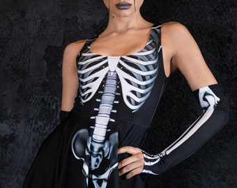 Skeleton Skater Dress, Halloween dress womens, skeleton Halloween costume womens, gothic dress, gothic clothing, witch dress, Devil Walking