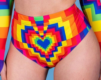 Pantaloncini sexy, pantaloncini arcobaleno da donna, pantaloncini in spandex, pantaloncini a vita alta Pride, abbigliamento rave, abiti Pride, abito rave arcobaleno per donna