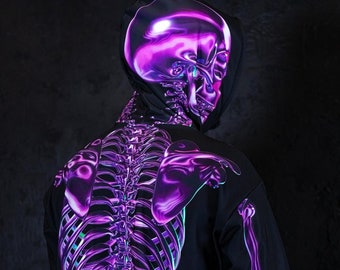 Purple Skeleton Hoodie, Halloween hoodie for men, skull hoodie, scary graphic hoodie for men, spooky hoodie, Hallowee Men Costume