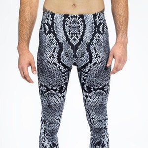 Gray Snake Leggings for Men, animal print leggings, snakeskin leggings for men, men rave leggings, festival leggings, rave wear for man