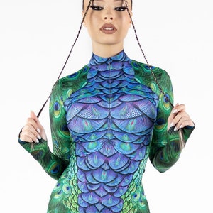 One Piece Mermaid Catsuit Workout Green Bodysuit Dragon Scale Printed  Playsuit Dragon Cosplay Costume Mother of Dragon Women Clothing Gym 