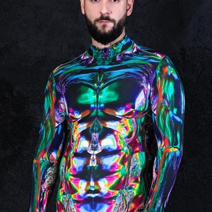 Disfraz de Halloween para hombres, Disfraces de Halloween para adultos para parejas, disfraz cyberpunk, moda cibernética, disfraz de ciencia ficción, traje rave para hombres