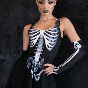 Skeleton Skater Dress, Halloween dress womens, skeleton Halloween costume womens, gothic dress, gothic clothing, witch dress, Devil Walking