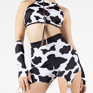 Cow Print Halter Neck Top Set Front View