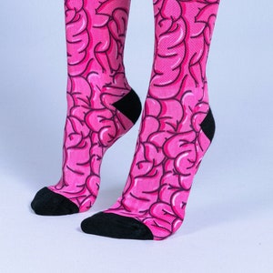 Calcetines Pink Brain, calcetines bonitos, calcetines altos, calcetines altos para mujer, calcetines con gráficos, calcetines estampados, calcetines skater, calcetines modernos, calcetines de diseñador