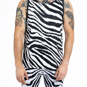 Zebra-Tanktop für Männer, Tier-Tanktop, Tier-Halloween-T-Shirt, Tier-Grafik-T-Shirt, Zebra-langes Hemd für Männer, Männer-Zebra-Koordinationsset