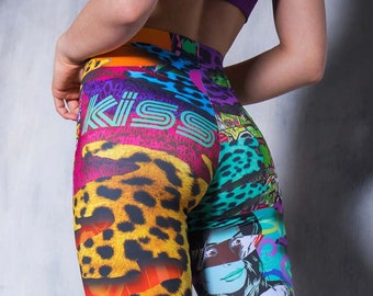 Festival Leggings for women, printed yoga leggings, leopard leggings, harajuku clothing, kawaii clothing, rave wear, high waisteded leggings