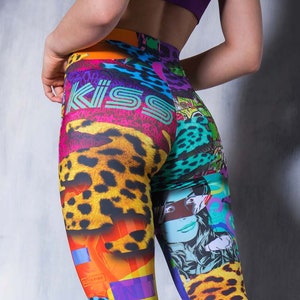 Festival Leggings for women, printed yoga leggings, leopard leggings, harajuku clothing, kawaii clothing, rave wear, high waisteded leggings