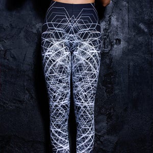 Geometric Leggings, stripe leggings, printed leggings, cyberpunk clothing, women leggings, workout leggings, grunge clothing