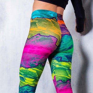 Rave leggings, festival leggings, printed yoga leggings, festival outfit, rave wear, rainbow leggings for women, harajuku clothing, workout