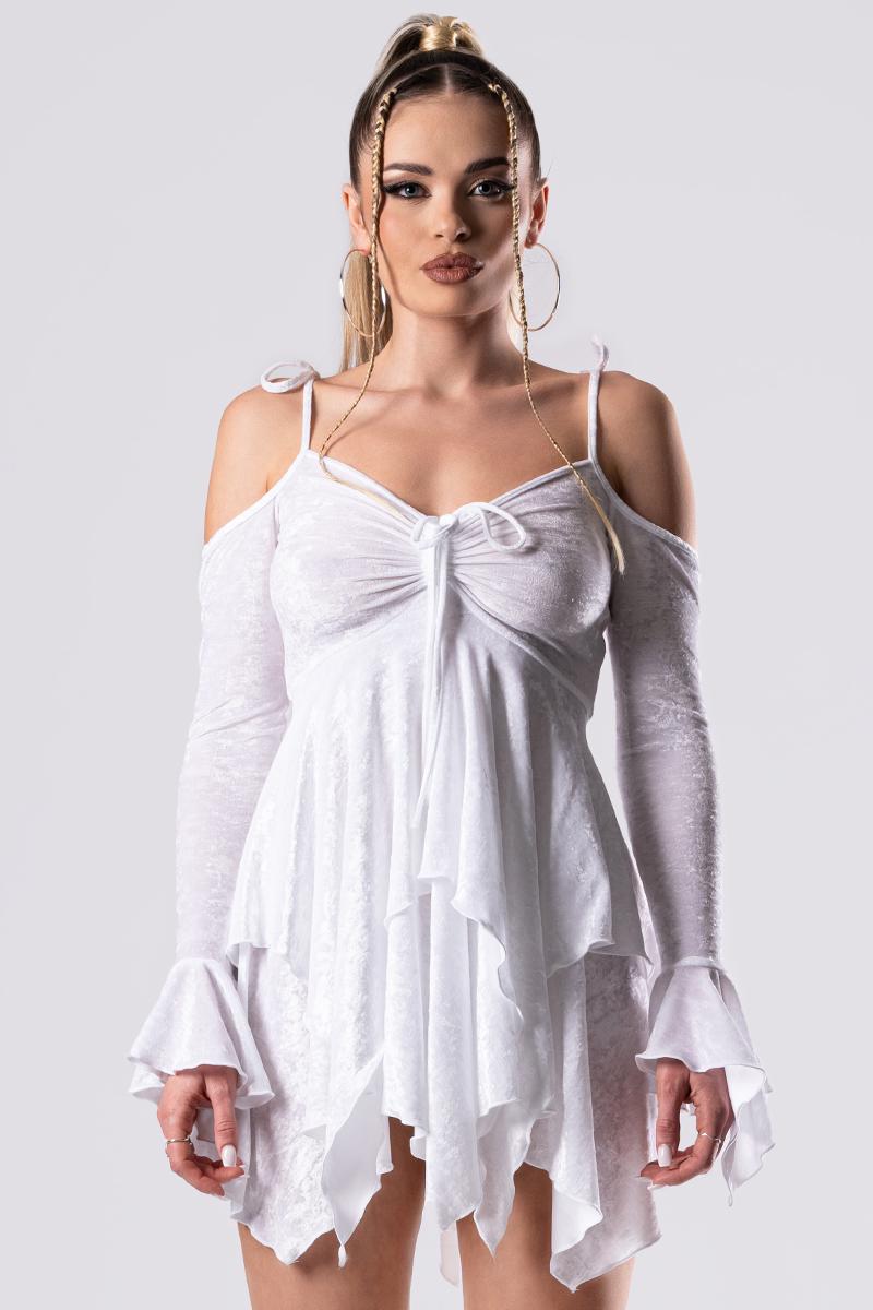 white puff sleeve babydoll dress Puff Babydoll Dress