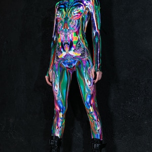 Costume informatico per donne, costume di Halloween rave, costumi di Halloween di coppia, abbigliamento cyberpunk, costume cosplay fantascientifico, outfit rave immagine 6