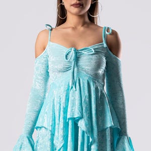 velvet light blue dress Light Blue Velvet Dress SHILAT ELIAV