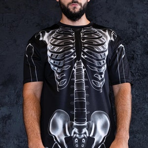 Black Skeleton Halloween T-shirt For Men Close View