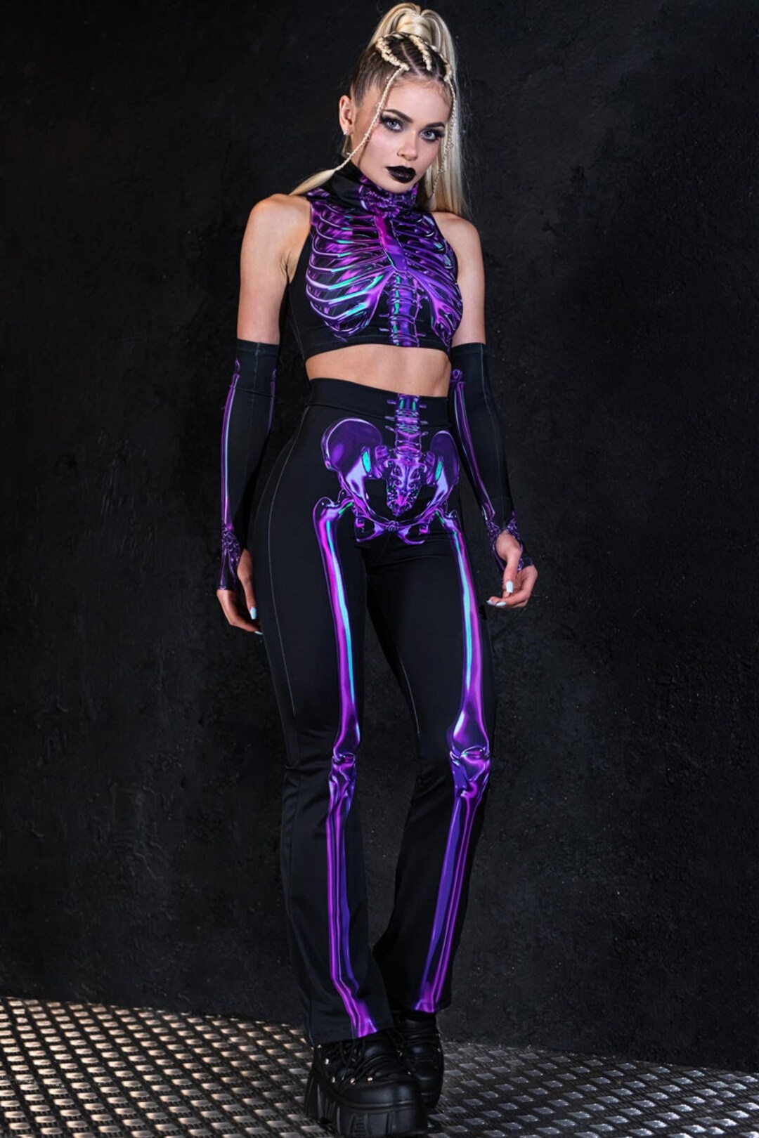 Charcoal Multi Skeleton Pant