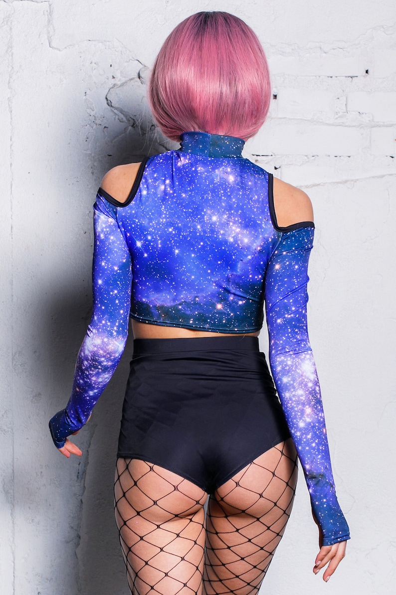 Blue Galaxy Crop Top Back View