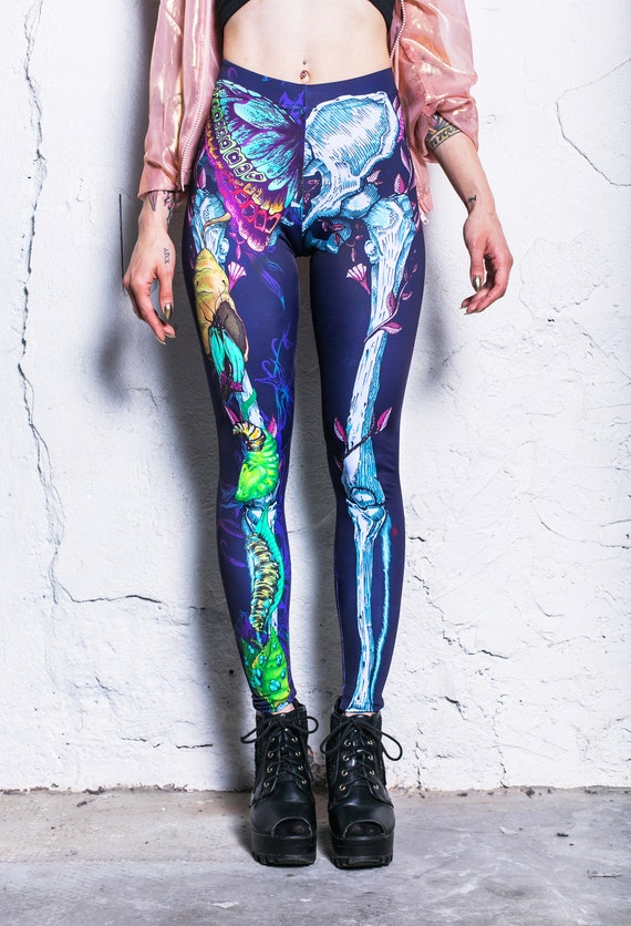 High waisted skeleton leggings sales