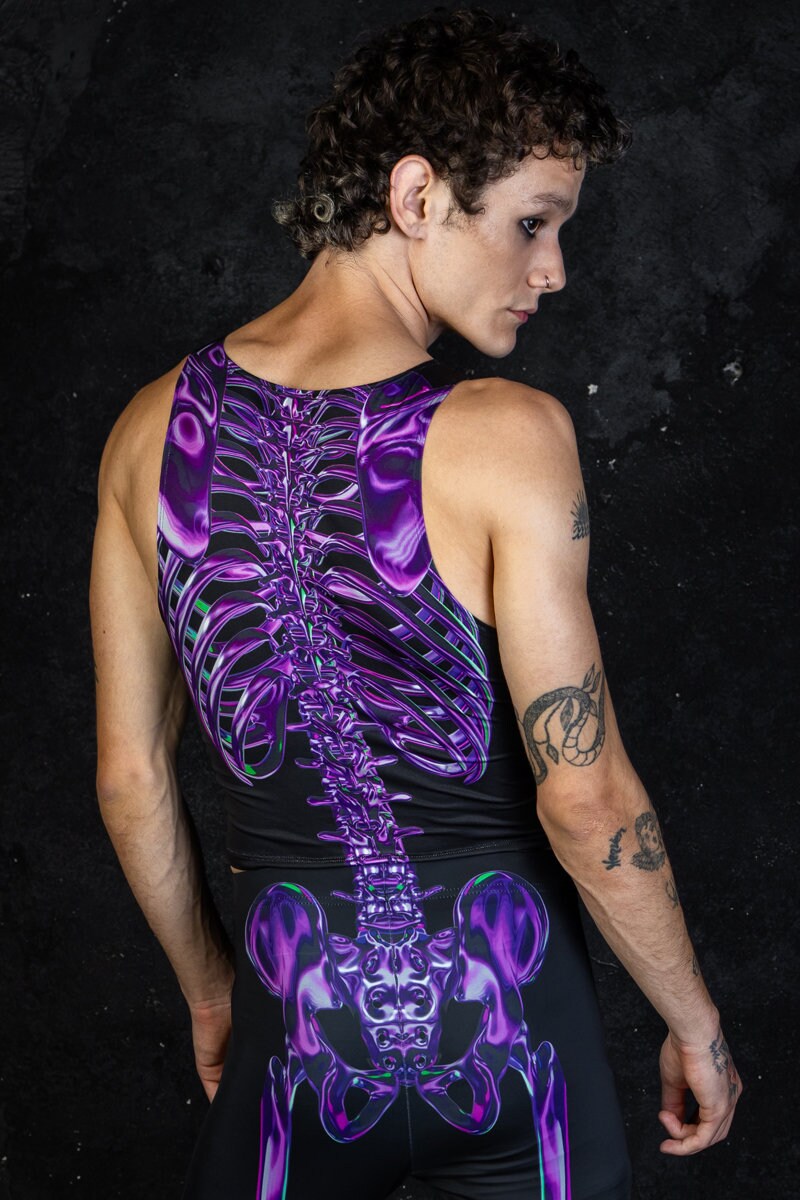 thumbnail image 2 of Threadrock Men's Skeleton Rib Cage Halloween Costume Tank Top 2 of 6