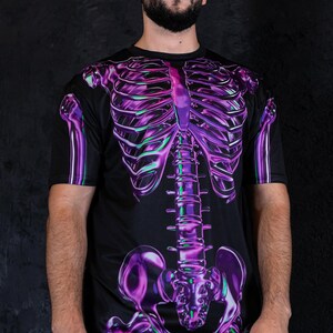 Purple Skeleton Oversized Halloween T-shirt Front View