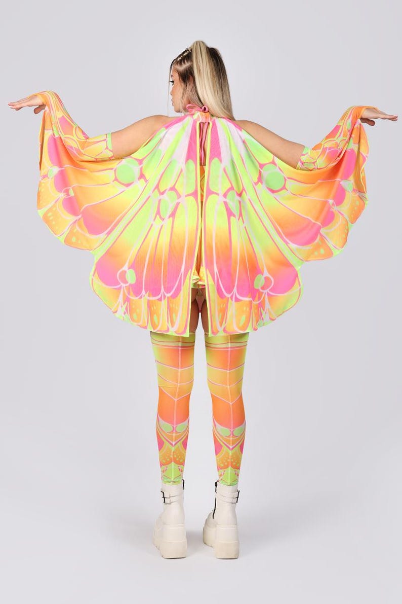 Neon Halter Top, Rave Bikini Top in Yellow & Pink, Butterfly Rave ...